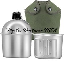 32oz Water Canteen Portable Aluminum + Cup OD Green Cover Military Survival Gear