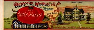 Label Defy World Brand Cold Packed Tomatoes Sam Kelty Quinton NJ New Jersey -C - Bild 1 von 1