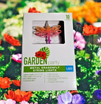 Dragonfly Metal String Lights Ombre Multicolor LED Garden Party Indoor Use - Image 1 of 4