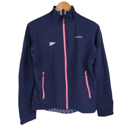 Chaqueta de lluvia Patagonia cortavientos para mujer S azul rosa ligero abrigo con cremallera completa Foto 1 de 4
