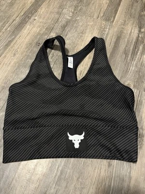 Under Armour Project Rock Sports Bra Womens Small Black Gym Workout Preowned - Image 1 of 4