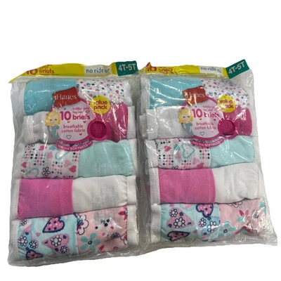 2 Pack! Hanes 10-Pack Tagless Cotton Briefs Panties Underwear size 4T-5T - NEW - Image 1 of 2