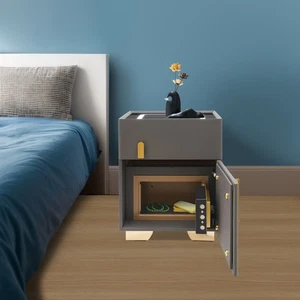 Mesita de noche inteligente con caja de seguridad, luz de 3 colores, carga inalámbrica USB - Imagen 1 de 18
