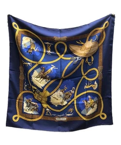 HERMES Seidentuch Charreada Carre 90 blau Etikett ohne Karton gebraucht. - Bild 1 von 4