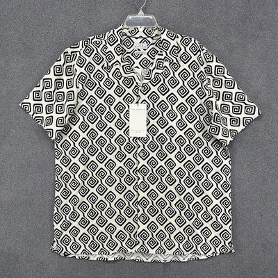 IKE BEHAR Shirt Mens XXL Retro 70' Linen Blend Geometric Button Down Shirt - Image 1 of 4