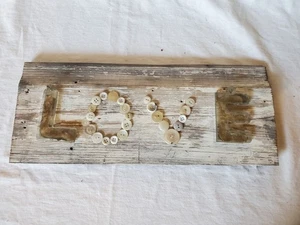 Rustic Reclaimed Wood Plank Art Button Love Sign Buttons 18" Long Seaside - Picture 1 of 10