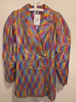 Queen Of Sparkles Blazer Dress Sequin Glitter Jacket Vegas Wmns Small Mardi-Gras - Image 1 of 4