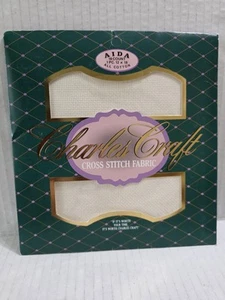 Charles Craft 18 Count AIDA 12" x 18" Ecru Cross Stitch Fabric- Cotton-USA-NIP - Picture 1 of 2