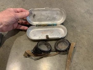 Vintage Bell System Aluminum Goggle Case with Industrial Goggles - Picture 1 of 6