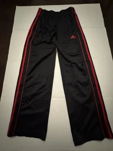 Pre Owned Adidas Track Pants Black / Red Stripes Boys / Girls Size Medium 10/12 - Picture 1 of 8