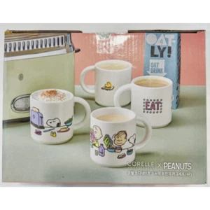 Corelle x Peanuts Snoopy & Charlie Brunch Mug Cup – 4pc Set - Picture 1 of 7