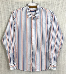 Robert Graham Boy's Size XL White Blue Red Stripe L/S Flip Cuff Button Up Shirt - Picture 1 of 5