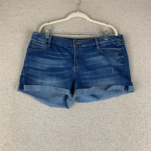 Arizona Jean Co. Denim Shorts Juniors 17 Blue Cuffed Hem Mid Rise Medium Wash - Picture 1 of 8