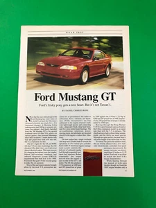 1996 FORD MUSTANG GT ORIGINAL VINTAGE PRINT AD ADVERTISEMENT ROAD TEST 3 PAGE - Picture 1 of 2