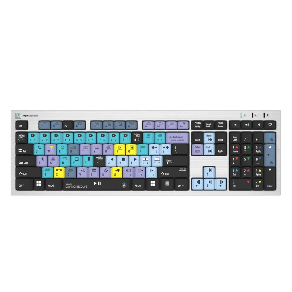 Logickeyboard DaVinci Resolve Silver Slimline Short Keyboard for Windows - Image 1 of 1