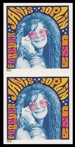 US 4916a Music Icons Janis Joplin imperf NDC vert pair MNH 2014 - Picture 1 of 1