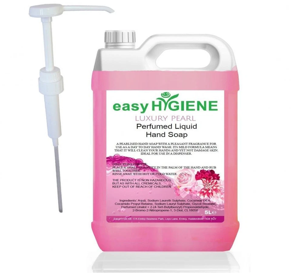 EASYHYGIENE PINK PEARL & PUMP Luxury PERFUMED 5L Liquid Floral Pearlised Hand Soap 5 Litre