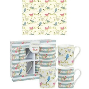Queens Time To Nest Set of 4 Fine China Mugs Boxed Plus Free Matching Tea Towel - Picture 1 of 3