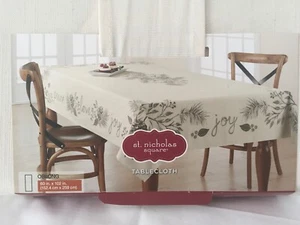 Piña y Pinos de Navidad 60x102 Plata Brillo sobre Marfil PAZ AMOR ALEGRÍA NUEVO CON ETIQUETAS - Imagen 1 de 3