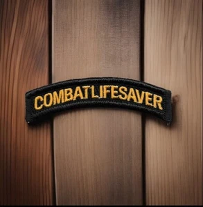 1" x 3 1/4" Gold Yellow Black Combat Lifesaver Tab Sew On Patch - Picture 1 of 4