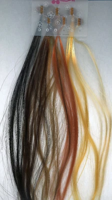 12 Hair Extensions White, Blonde, Brown, Auburn & Black Synthetic 12" L x 1/8" W - Image 1 of 4