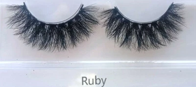 False strip eyelashes #Ruby 3D Faux Mink 15mm Black Cotton Band Full Volume Glam - Image 1 of 2