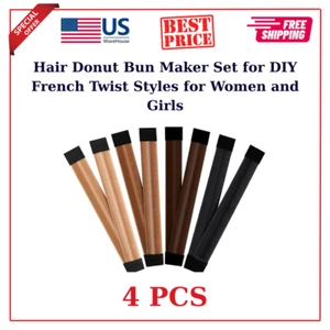 4 Pcs Hair Donut Bun Maker Set for DIY French Twist Styles for Women and Girls - Picture 1 of 3