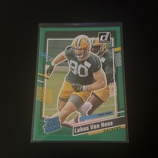2023 Donruss Green Press Proof Lukas Van Ness Rated Rookie #336 Packers