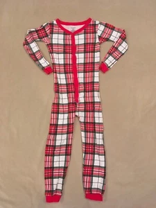 Carters 6 6A Christmas Pajama One Piece Cotton Knit Red Green Plaid - Picture 1 of 3