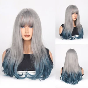 Perückenkappe japanischer Stil gefärbt Harajuku Style weich Schwester Lolita Farbverlauf Nebel blau - Bild 1 von 9