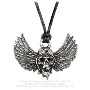Anhänger Alchemy Gothic Rocks Schädel Geflügelt Airborne PP513 Winged Skull - Bild 1 von 2