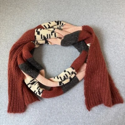Missoni Long Striped Knit Scarf Pink Brown Gray Beige Warm Winter Accessory - Image 1 of 4