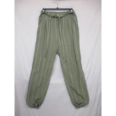 Pantalones de mujer American Eagle verdes a rayas cintura alta pierna ancha talla mediana Foto 1 de 4