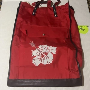 Hawaiian Rolling Laundry Bag Red Hibiscus Flower Zipper Small Medium - Picture 1 of 11