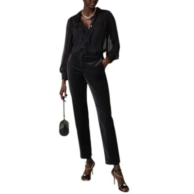 J Crew Kate slim-fit pant in velvet Womens 16 Black - Image 1 of 4