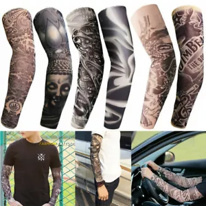 6 PCS Tattoo Cooling Arm Sleeves Cover Basketball Golf Sport UV Sun Protection - Picture 1 of 12