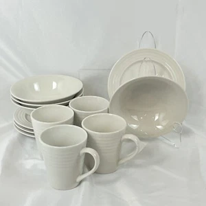 NEW 12 PIECE ODD LOT ONEIDA CONTINUUM WHITE DINNERWARE SALAD PLATE BOWL CUP - Picture 1 of 7