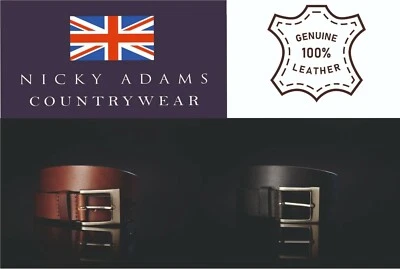 Mens Leather Belt Trousers Jeans Real 100% Full Grain Black Brown S-XXL NEW - Image 1 of 4