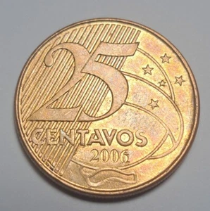 2006 Brazil 25 Centavos Deodoro da Fonseca Stylized Brazil Emblem 7.55g 25mm - Picture 1 of 10