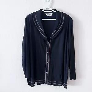 Exclusively Misook Woman Black Button Cardigan Acrylic Size 2X - Picture 1 of 7
