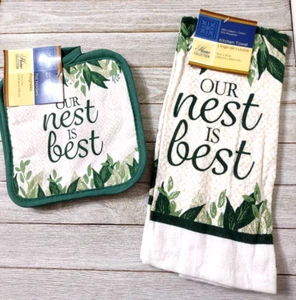 "Our Nest is Best" Home Collection 3 Pc. Pot Holder/Towel Set - Picture 1 of 4