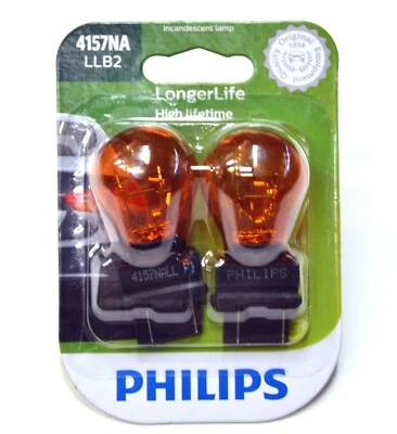 Philips LongerLife 4157NA 28.5/7.5W Dos Bombillas Señal de Giro Delantero Stock de Estacionamiento OE Foto 1 de 4