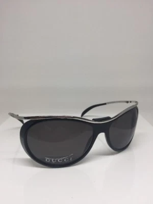 Nuevas gafas de sol vintage GUCCI 2485 GG 2485/S C. 807 negras con barra plateada Italia Foto 1 de 4