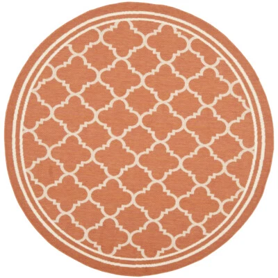 SAFAVIEH Outdoor CY6918-241 Courtyard Terracotta / Bone Rug - Image 1 of 4