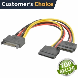 SATA Power 15-pin Y-Splitter Cable Adapter Male to Female for HDD Hard Drive USA - Picture 1 of 5
