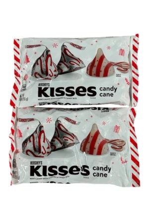 Hershey's Kisses ~ Candy Cane White Chocolate Candy 9 oz, 11/2025 ~ 2 Bags - Image 1 of 2
