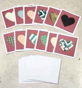 HEART Mini NOTE CARDS - Set of 12 - Handmade with Envelope SALE - Picture 1 of 3