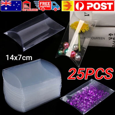 25PCS Candy Boxes Pillow Style Clear Box PVC Sweet Wedding Party Favor Gifts Box - image 1 of 4