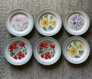 Rivera Van Beers signature Flower Salad Plates 7 3/4” Set Of 6 Thailand Read - Picture 1 of 21