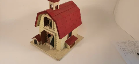 Vintage Handcrafted Birdhouse, Detailed Barn, Folk Art Cover